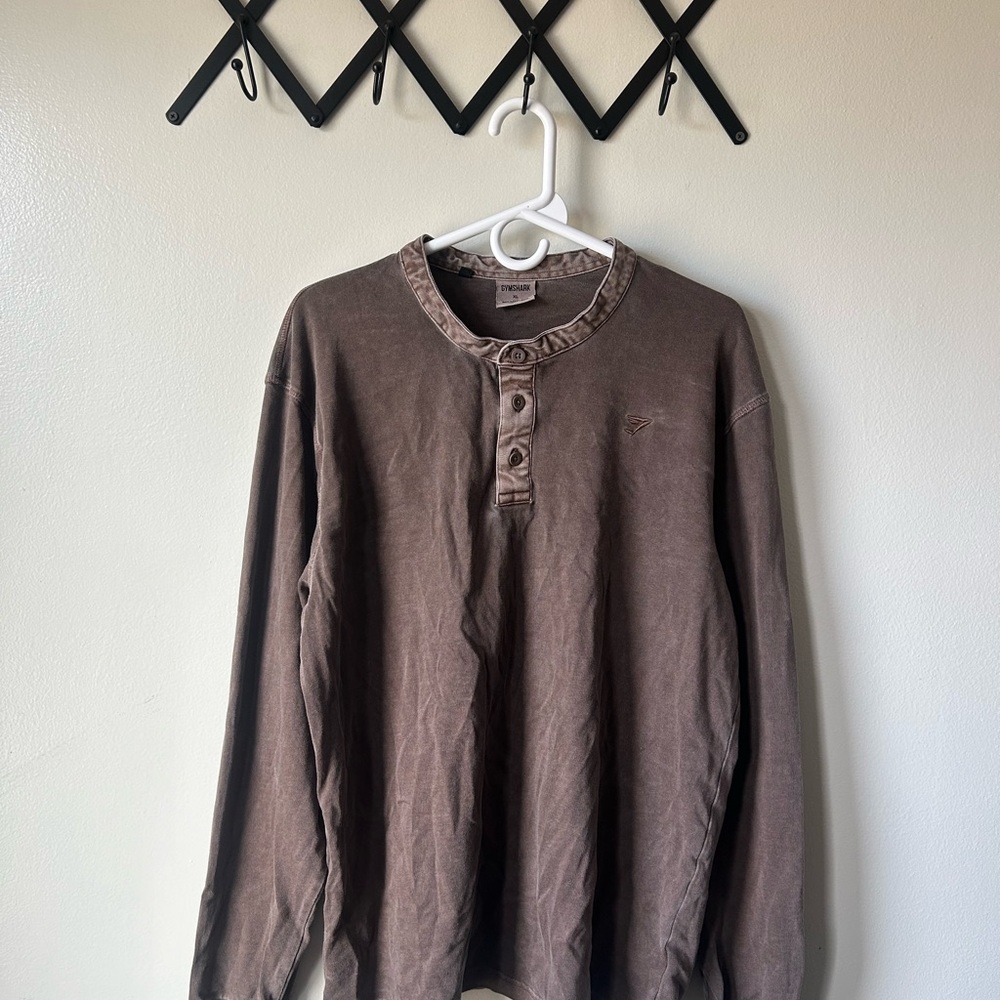 Gymshark Dark Brown Long Sleeve Henley